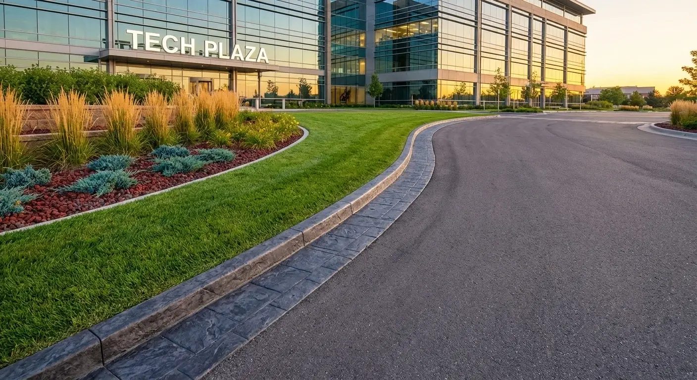 Commercial property concrete curbing